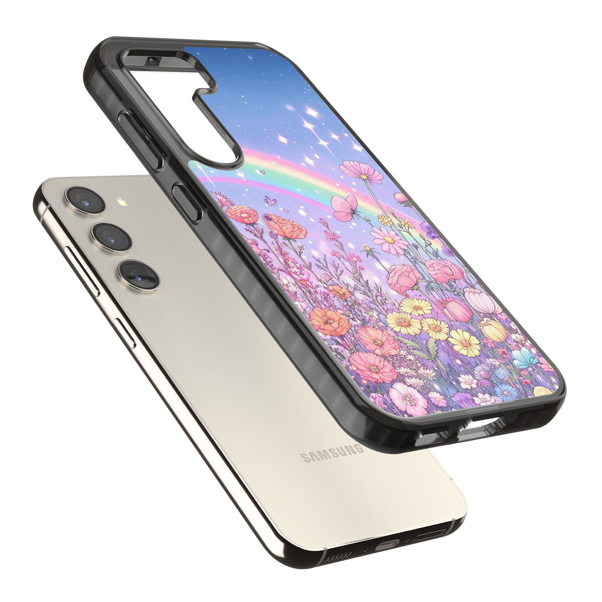 Magical Meadow Samsung S22 / Samsung S22 Plus / Samsung S23 / Samsung S23 Plus / Samsung S24 / Samsung S24 Plus Impact Black Phone Case angled