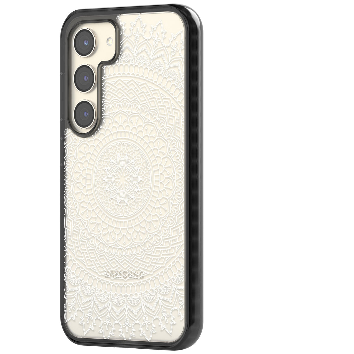 White Mandala Samsung S22 / Samsung S22 Plus / Samsung S23 / Samsung S23 Plus / Samsung S24 / Samsung S24 Plus Impact Black Phone Case side