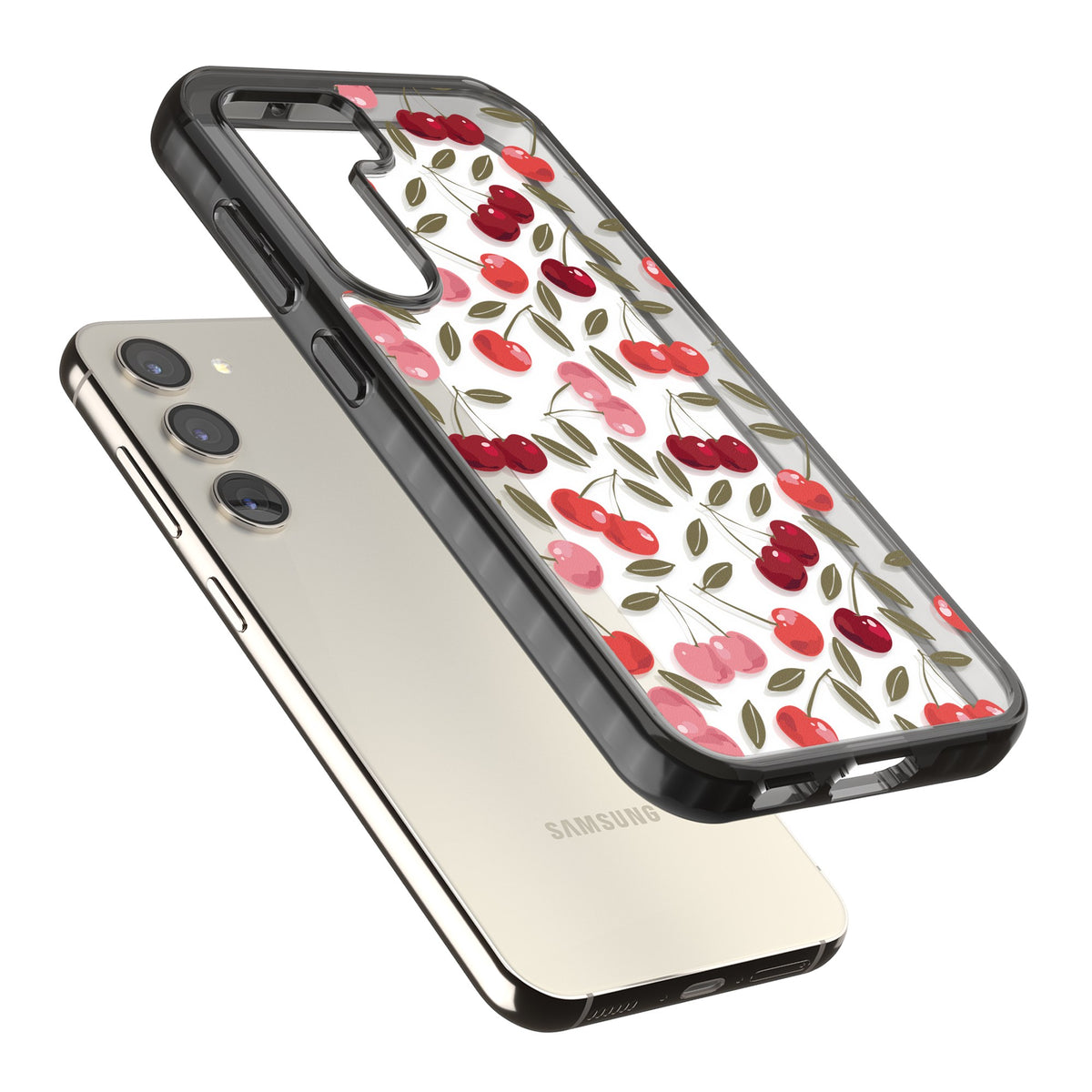 Cherry On Top Samsung S22 / Samsung S22 Plus / Samsung S23 / Samsung S23 Plus / Samsung S24 / Samsung S24 Plus Impact Black Phone Case angled