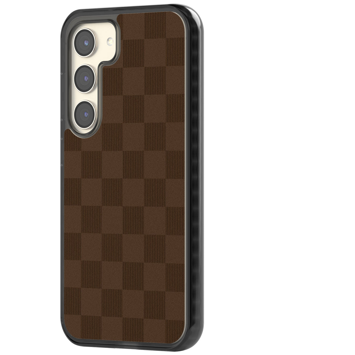 Chocolate Checkered Samsung S22 / Samsung S22 Plus / Samsung S23 / Samsung S23 Plus / Samsung S24 / Samsung S24 Plus Impact Black Phone Case side