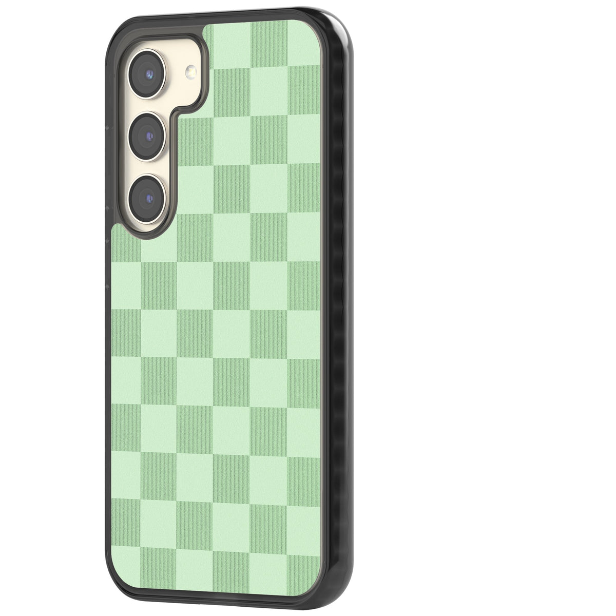 Seafoam Checkered Samsung S24 Plus Impact Black Phone Case side