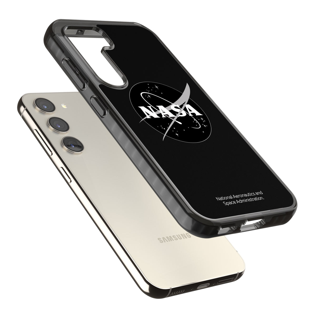 Dark Nasa Meatball Samsung S22 / Samsung S22 Plus / Samsung S23 / Samsung S23 Plus / Samsung S24 / Samsung S24 Plus Impact Black Phone Case angled