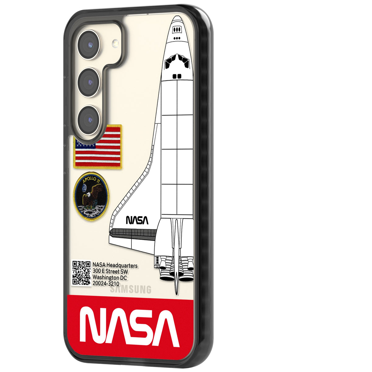 Nasa Apollo 11 Samsung S22 / Samsung S22 Plus / Samsung S23 / Samsung S23 Plus / Samsung S24 / Samsung S24 Plus Impact Black Phone Case side