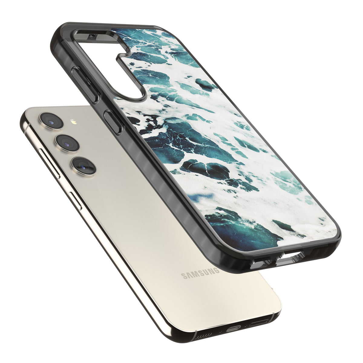 Ocean Surge Samsung S22 / Samsung S22 Plus / Samsung S23 / Samsung S23 Plus / Samsung S24 / Samsung S24 Plus Impact Black Phone Case angled