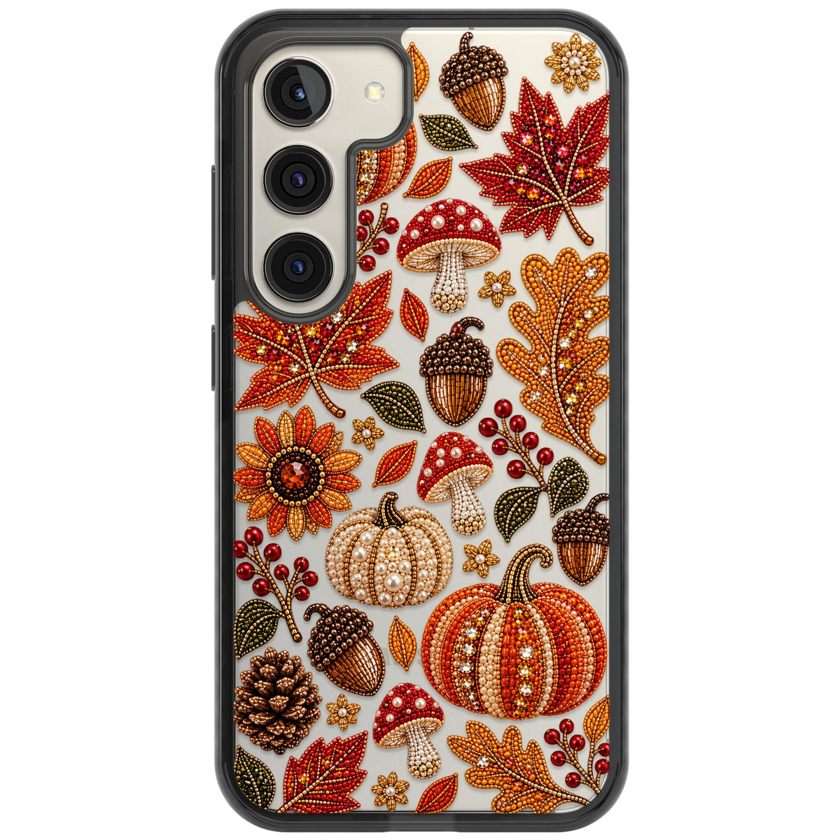 Beaded Autumn Samsung S22 / Samsung S22 Plus / Samsung S23 / Samsung S23 Plus / Samsung S24 / Samsung S24 Plus Impact Black Phone Case front