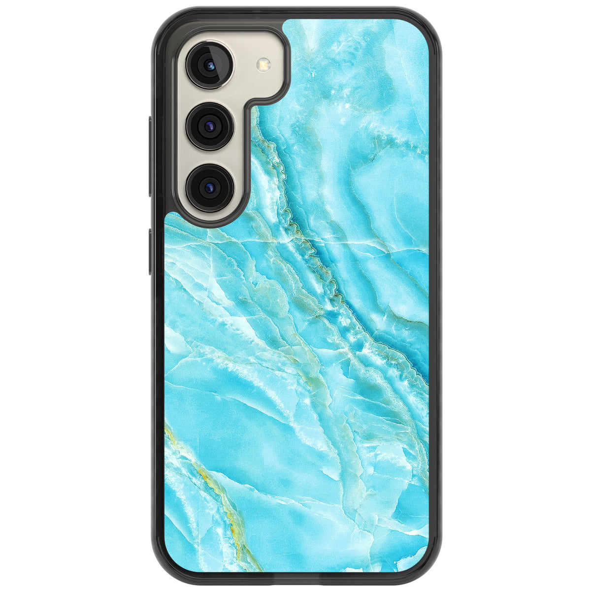 Blue Onyx Marble Samsung S22 / Samsung S22 Plus / Samsung S23 / Samsung S23 Plus / Samsung S24 / Samsung S24 Plus Impact Black Phone Case front