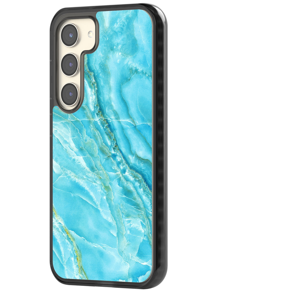 Blue Onyx Marble Samsung S22 / Samsung S22 Plus / Samsung S23 / Samsung S23 Plus / Samsung S24 / Samsung S24 Plus Impact Black Phone Case side