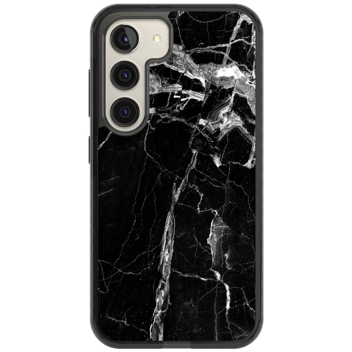 Black Onyx Marble Samsung S22 / Samsung S22 Plus / Samsung S23 / Samsung S23 Plus / Samsung S24 / Samsung S24 Plus Impact Black Phone Case front