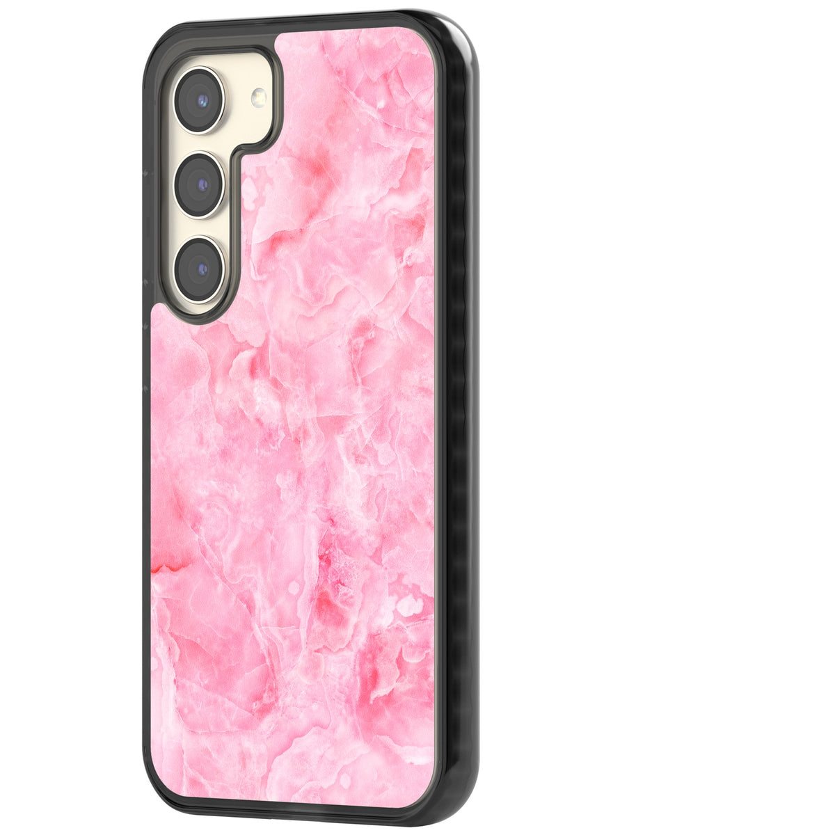 Pink Onyx Marble Samsung S22 / Samsung S22 Plus / Samsung S23 / Samsung S23 Plus / Samsung S24 / Samsung S24 Plus Impact Black Phone Case side