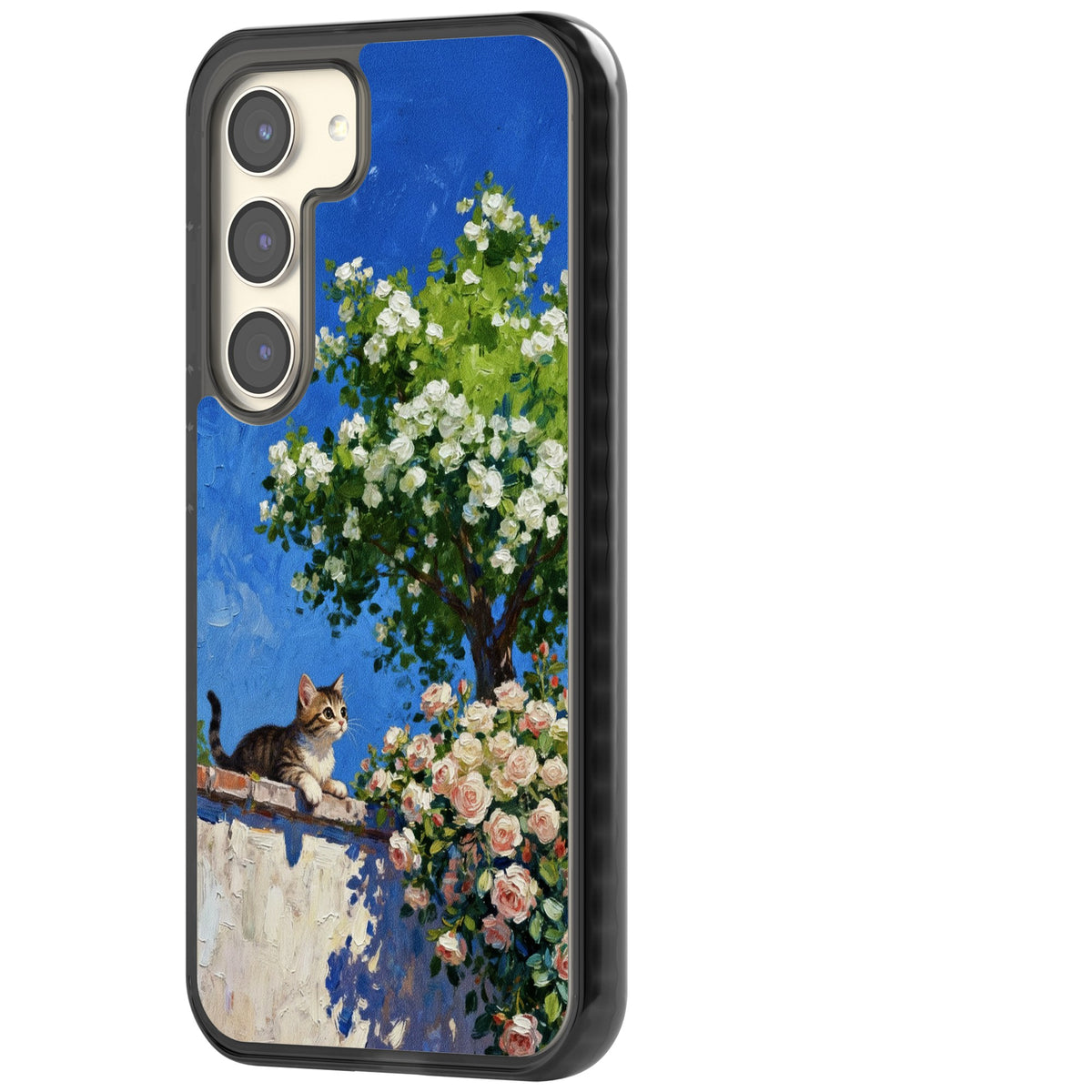 Kitten in Blooming Garden Samsung S22 / Samsung S22 Plus / Samsung S23 / Samsung S23 Plus / Samsung S24 / Samsung S24 Plus Impact Black Phone Case side