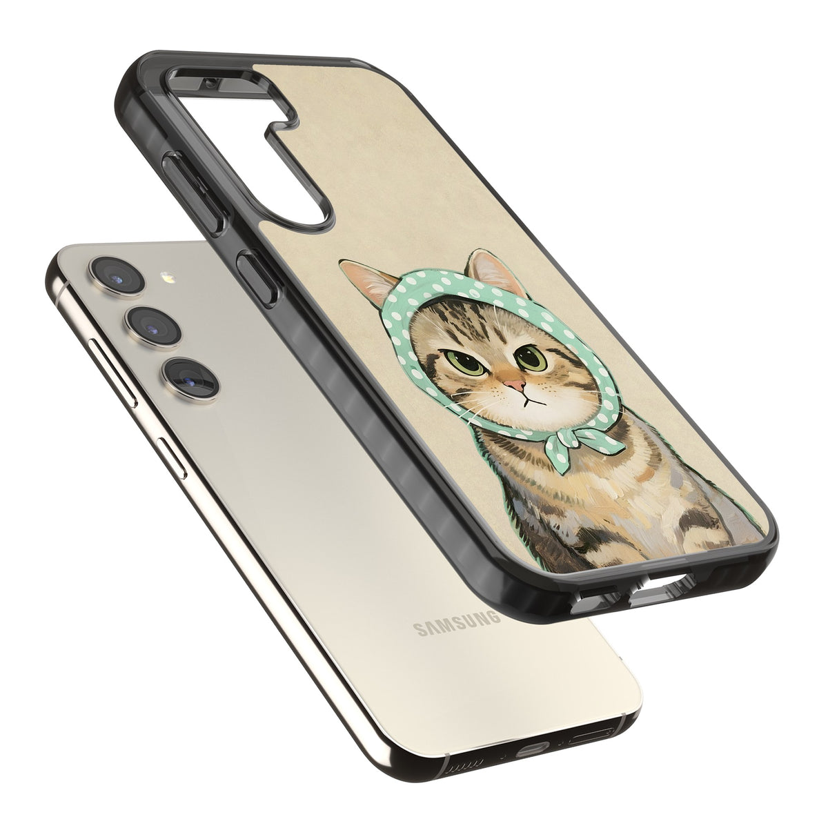 Cat Losing Patience Samsung S22 / Samsung S22 Plus / Samsung S23 / Samsung S23 Plus / Samsung S24 / Samsung S24 Plus Impact Black Phone Case angled