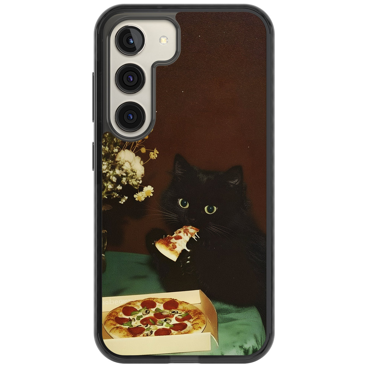 Late Night Snack Cat Samsung S22 / Samsung S22 Plus / Samsung S23 / Samsung S23 Plus / Samsung S24 / Samsung S24 Plus Impact Black Phone Case front