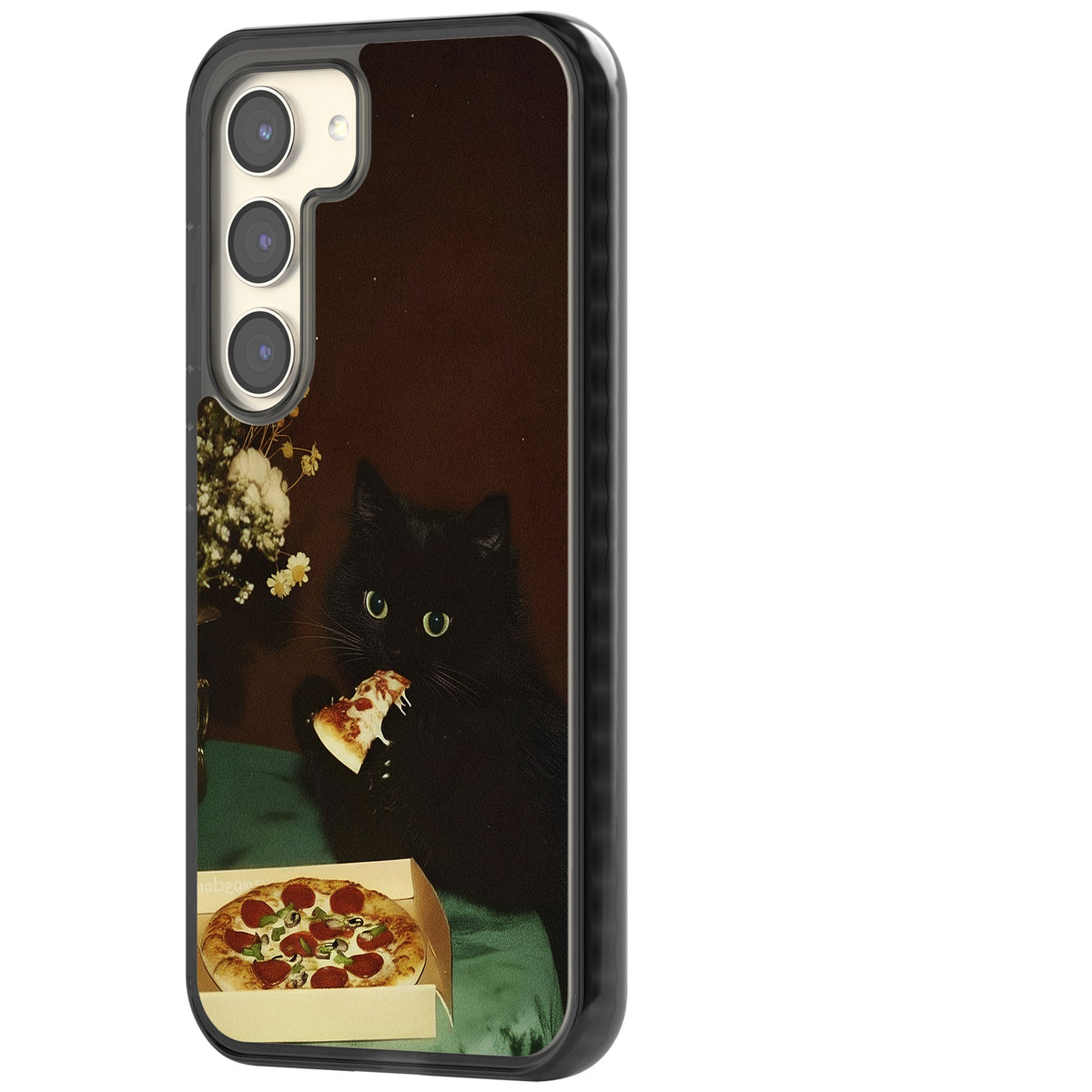 Late Night Snack Cat Samsung S22 / Samsung S22 Plus / Samsung S23 / Samsung S23 Plus / Samsung S24 / Samsung S24 Plus Impact Black Phone Case side