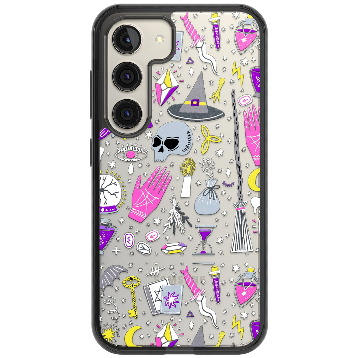 Black Magic Pattern Samsung S22 / Samsung S22 Plus / Samsung S23 / Samsung S23 Plus / Samsung S24 / Samsung S24 Plus Impact Black Phone Case front