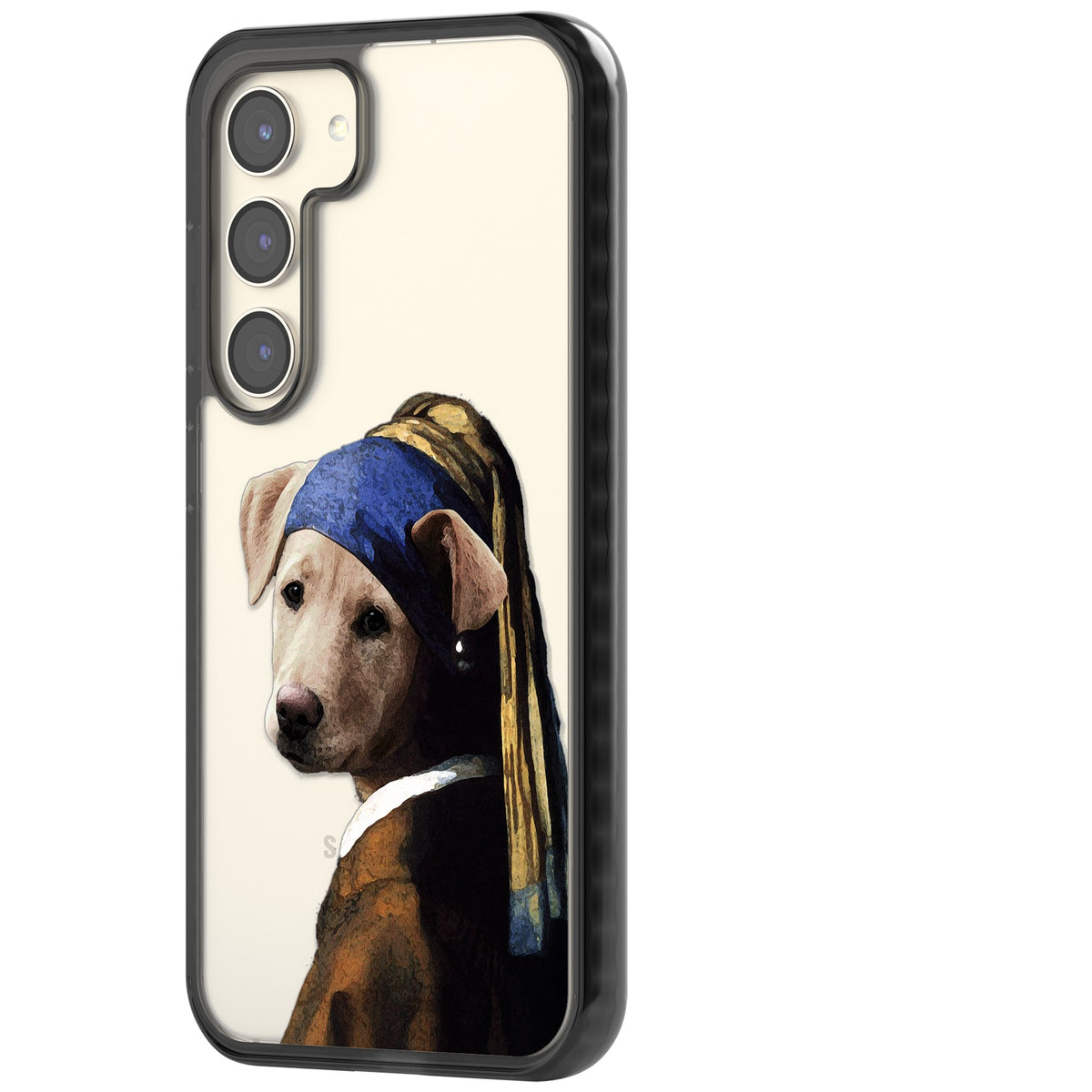 Doggo With A Pearl Earring Samsung S22 / Samsung S22 Plus / Samsung S23 / Samsung S23 Plus / Samsung S24 / Samsung S24 Plus Impact Black Phone Case side