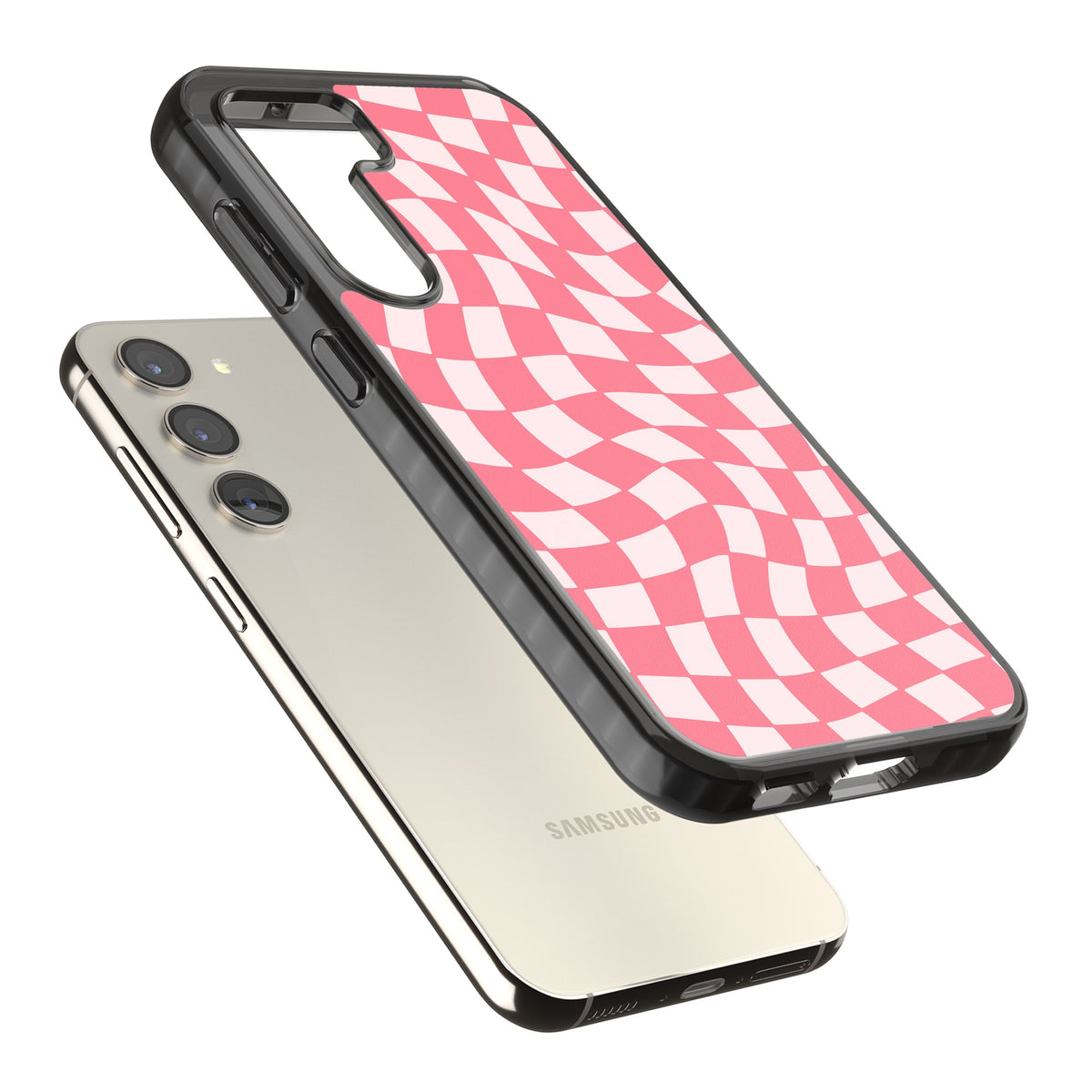 Bubblegum Wave Samsung S22 / Samsung S22 Plus / Samsung S23 / Samsung S23 Plus / Samsung S24 / Samsung S24 Plus Impact Black Phone Case angled