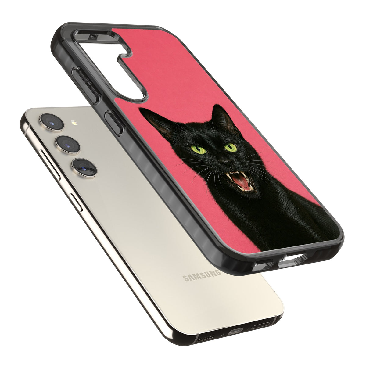 Hissin' Baddie Samsung S22 / Samsung S22 Plus / Samsung S23 / Samsung S23 Plus / Samsung S24 / Samsung S24 Plus Impact Black Phone Case angled