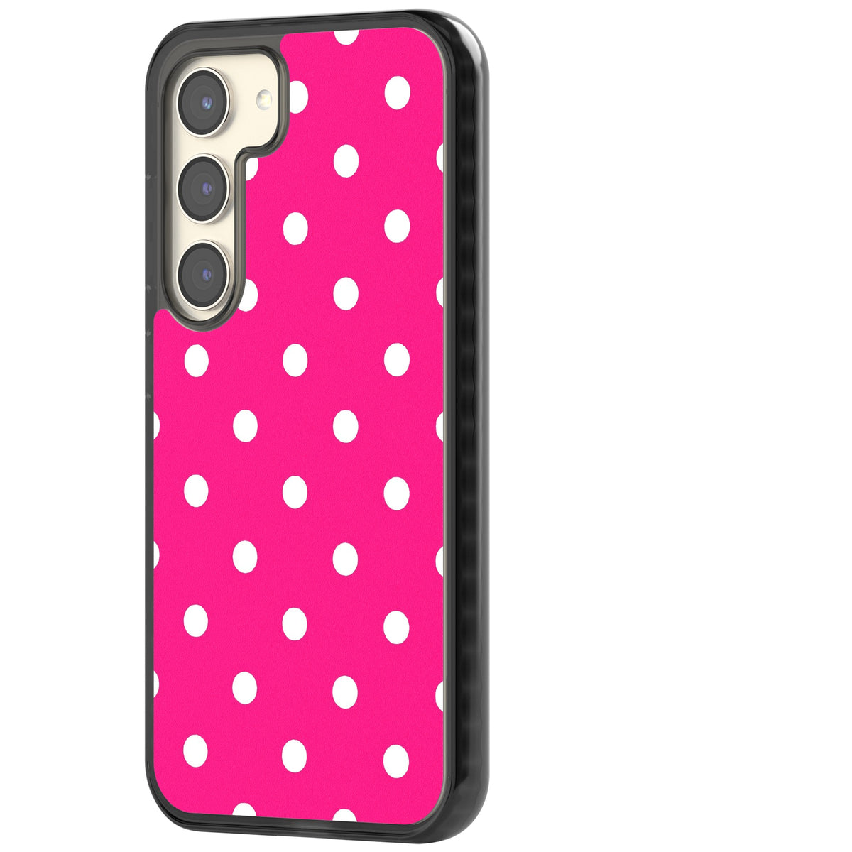 Pink Polka Dot Samsung S22 / Samsung S22 Plus / Samsung S23 / Samsung S23 Plus / Samsung S24 / Samsung S24 Plus Impact Black Phone Case side