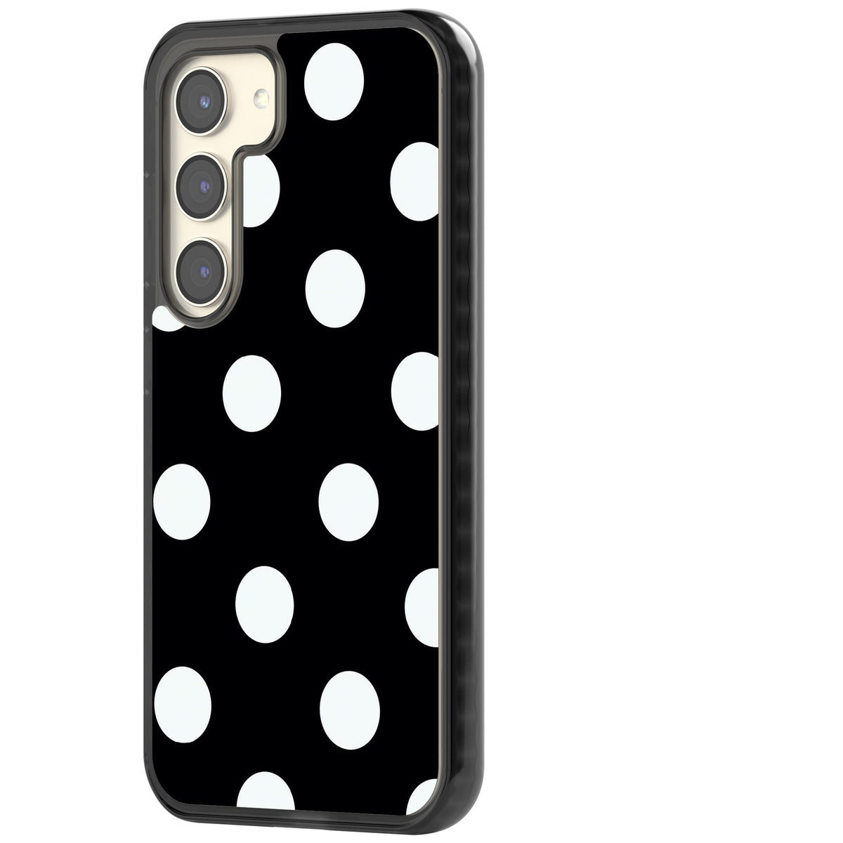 Chic Black Polka Dot Samsung S22 / Samsung S22 Plus / Samsung S23 / Samsung S23 Plus / Samsung S24 / Samsung S24 Plus Impact Black Phone Case side