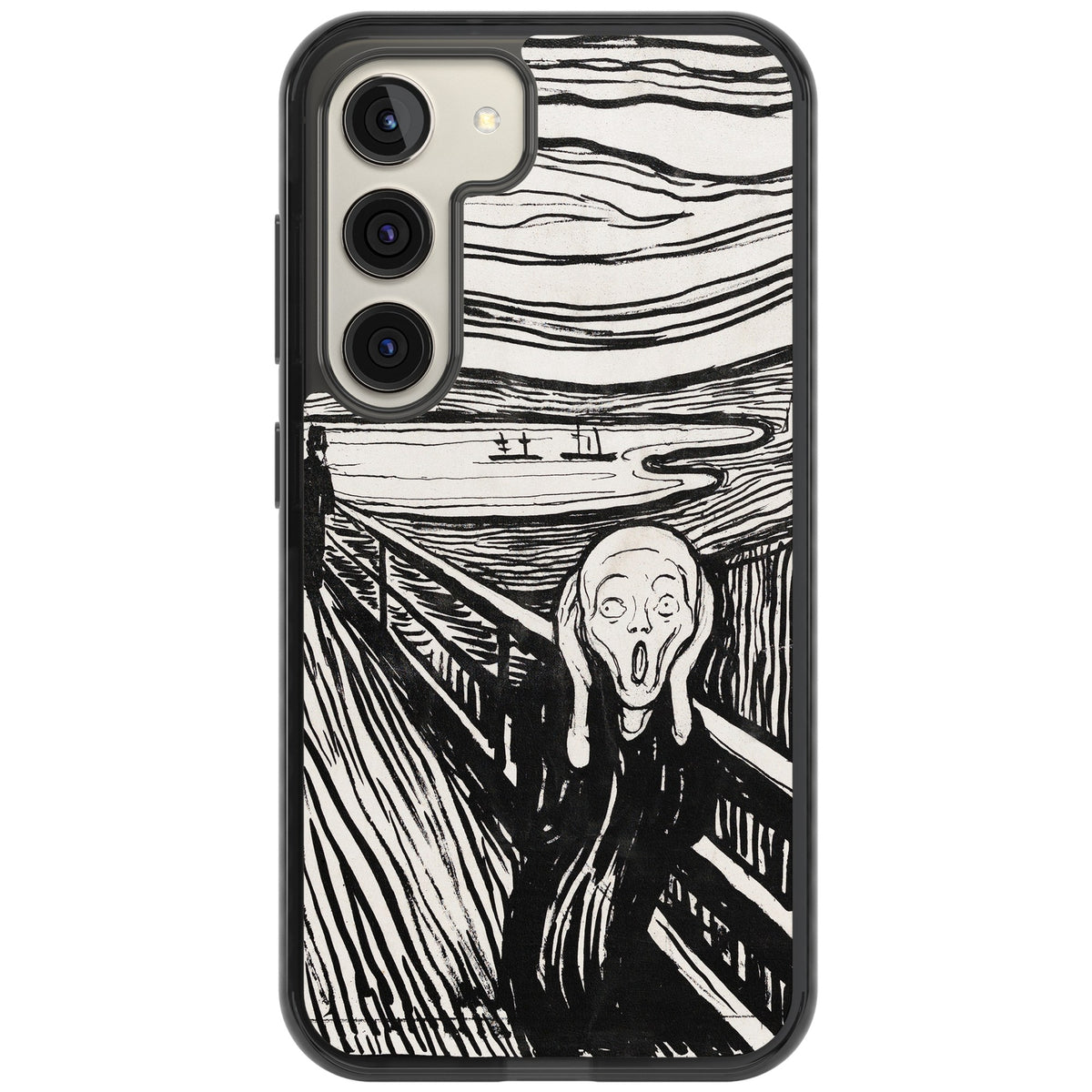 The Scream (Black & White) Samsung S22 / Samsung S22 Plus / Samsung S23 / Samsung S23 Plus / Samsung S24 / Samsung S24 Plus Impact Black Phone Case front