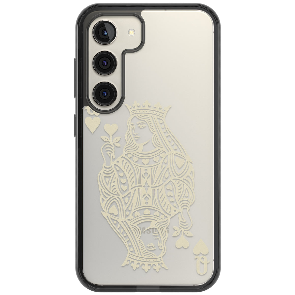 Queen Of Hearts (Beige) Samsung S22 / Samsung S22 Plus / Samsung S23 / Samsung S23 Plus / Samsung S24 / Samsung S24 Plus Impact Black Phone Case front