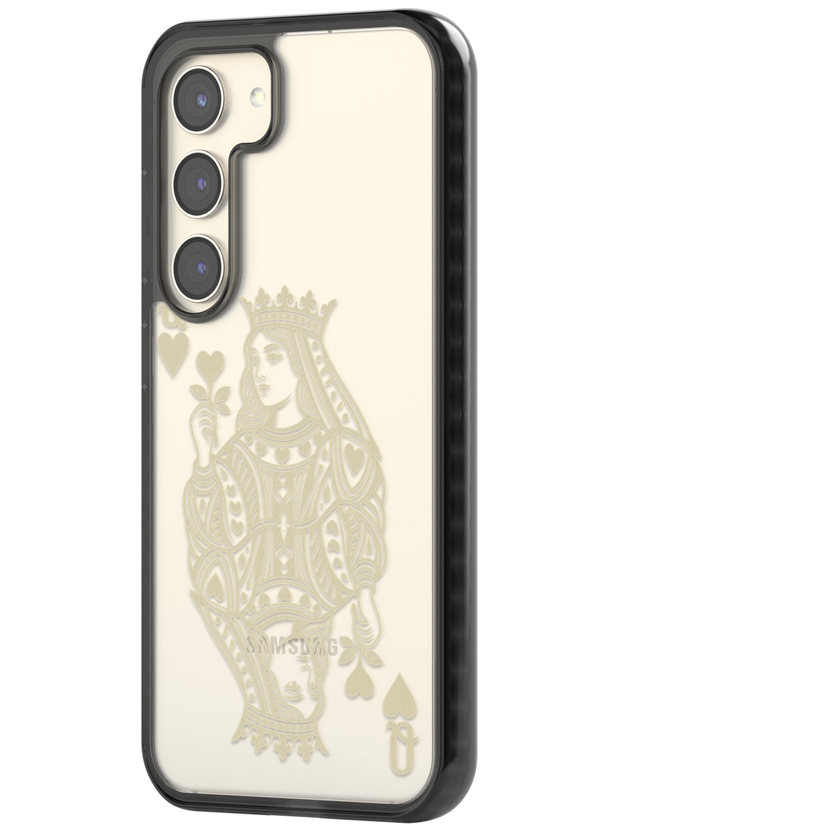 Queen Of Hearts (Beige) Samsung S22 / Samsung S22 Plus / Samsung S23 / Samsung S23 Plus / Samsung S24 / Samsung S24 Plus Impact Black Phone Case side