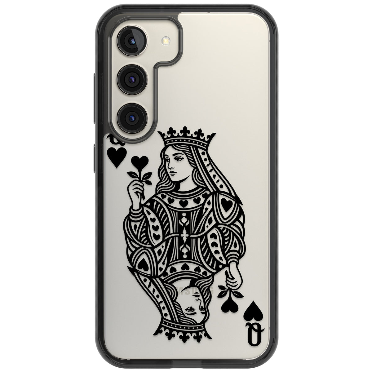 Queen Of Hearts (Black) Samsung S22 / Samsung S22 Plus / Samsung S23 / Samsung S23 Plus / Samsung S24 / Samsung S24 Plus Impact Black Phone Case front