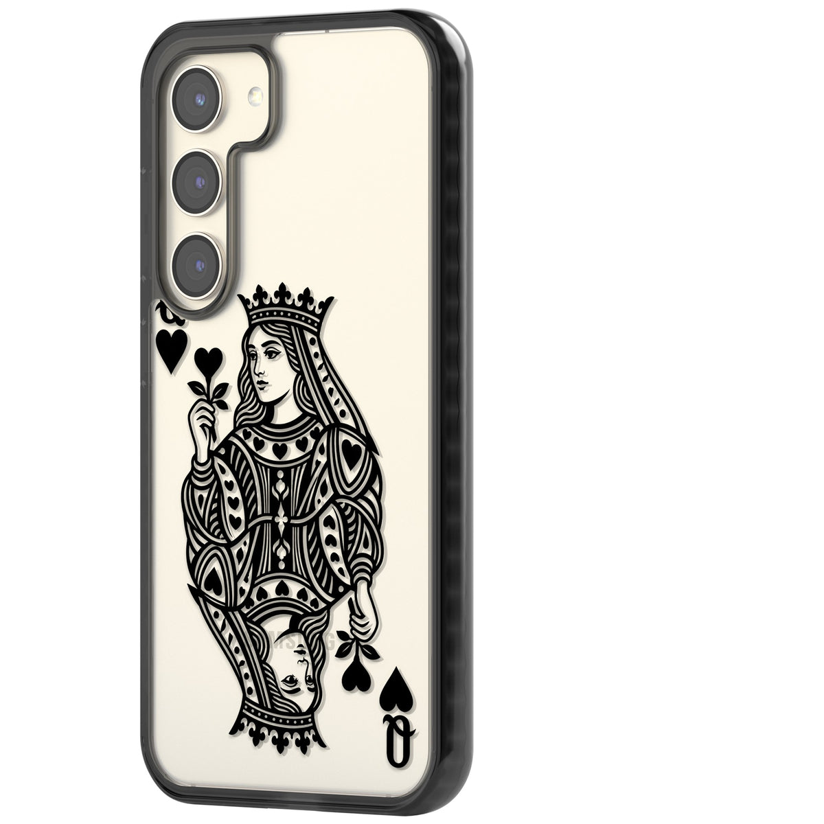 Queen Of Hearts (Black) Samsung S22 / Samsung S22 Plus / Samsung S23 / Samsung S23 Plus / Samsung S24 / Samsung S24 Plus Impact Black Phone Case side