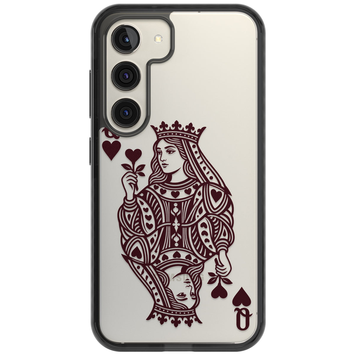 Queen Of Hearts (Burgundy) Samsung S22 / Samsung S22 Plus / Samsung S23 / Samsung S23 Plus / Samsung S24 / Samsung S24 Plus Impact Black Phone Case front