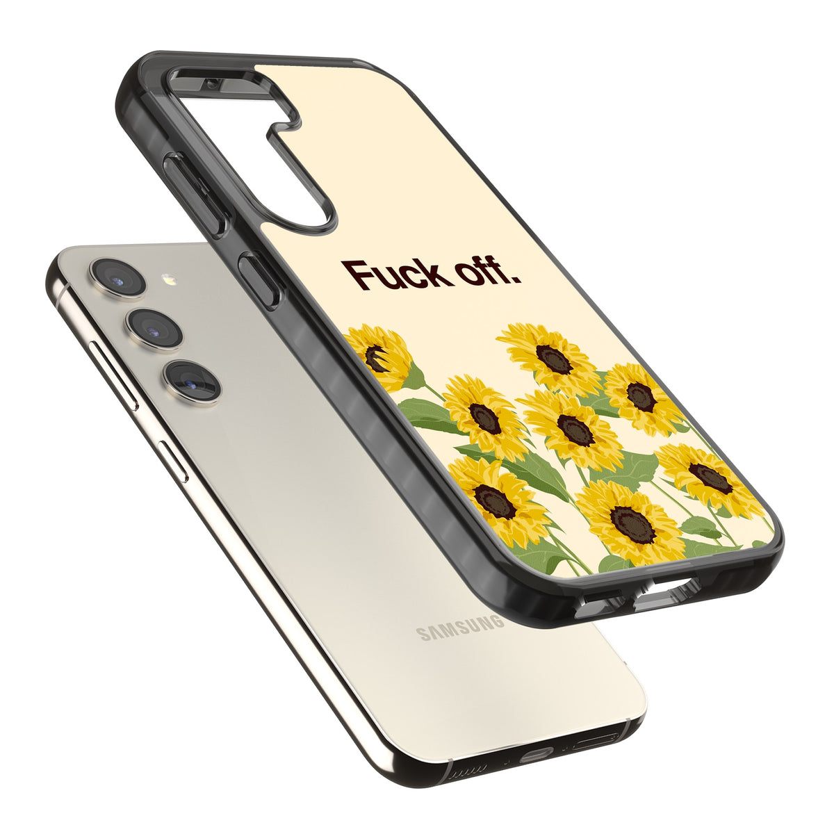 F*ck Off Samsung S22 / Samsung S22 Plus / Samsung S23 / Samsung S23 Plus / Samsung S24 / Samsung S24 Plus Impact Black Phone Case angled
