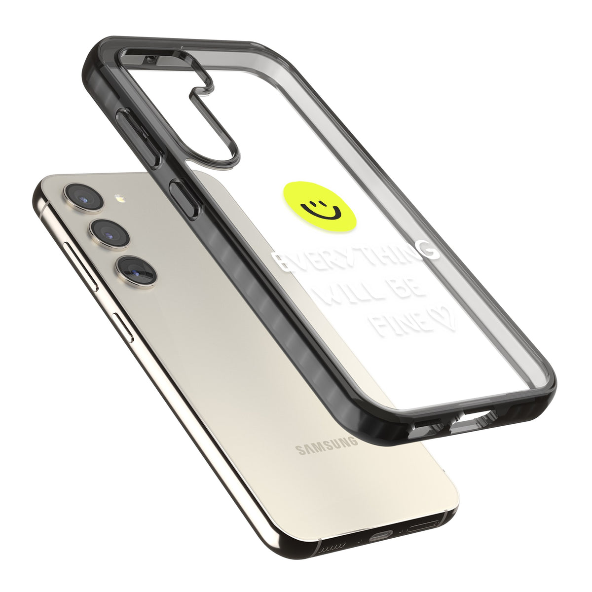 Everything Will Be Fine Samsung S22 / Samsung S22 Plus / Samsung S23 / Samsung S23 Plus / Samsung S24 / Samsung S24 Plus Impact Black Phone Case angled