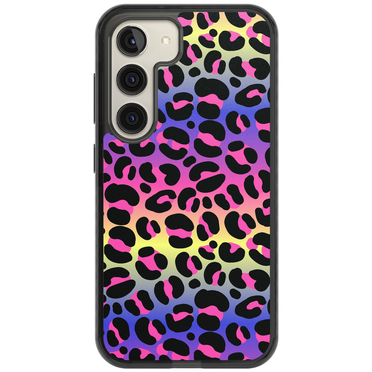 Rainbow Gradient Leopard Samsung S22 / Samsung S22 Plus / Samsung S23 / Samsung S23 Plus / Samsung S24 / Samsung S24 Plus Impact Black Phone Case front