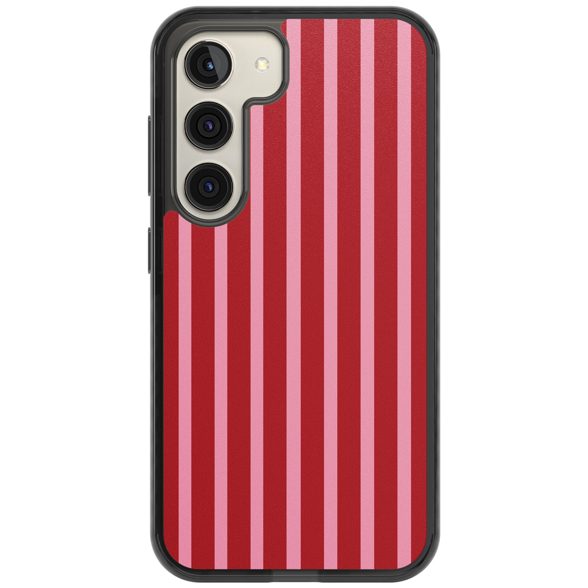 Raspberry Stripe Samsung S22 / Samsung S22 Plus / Samsung S23 / Samsung S23 Plus / Samsung S24 / Samsung S24 Plus Impact Black Phone Case front