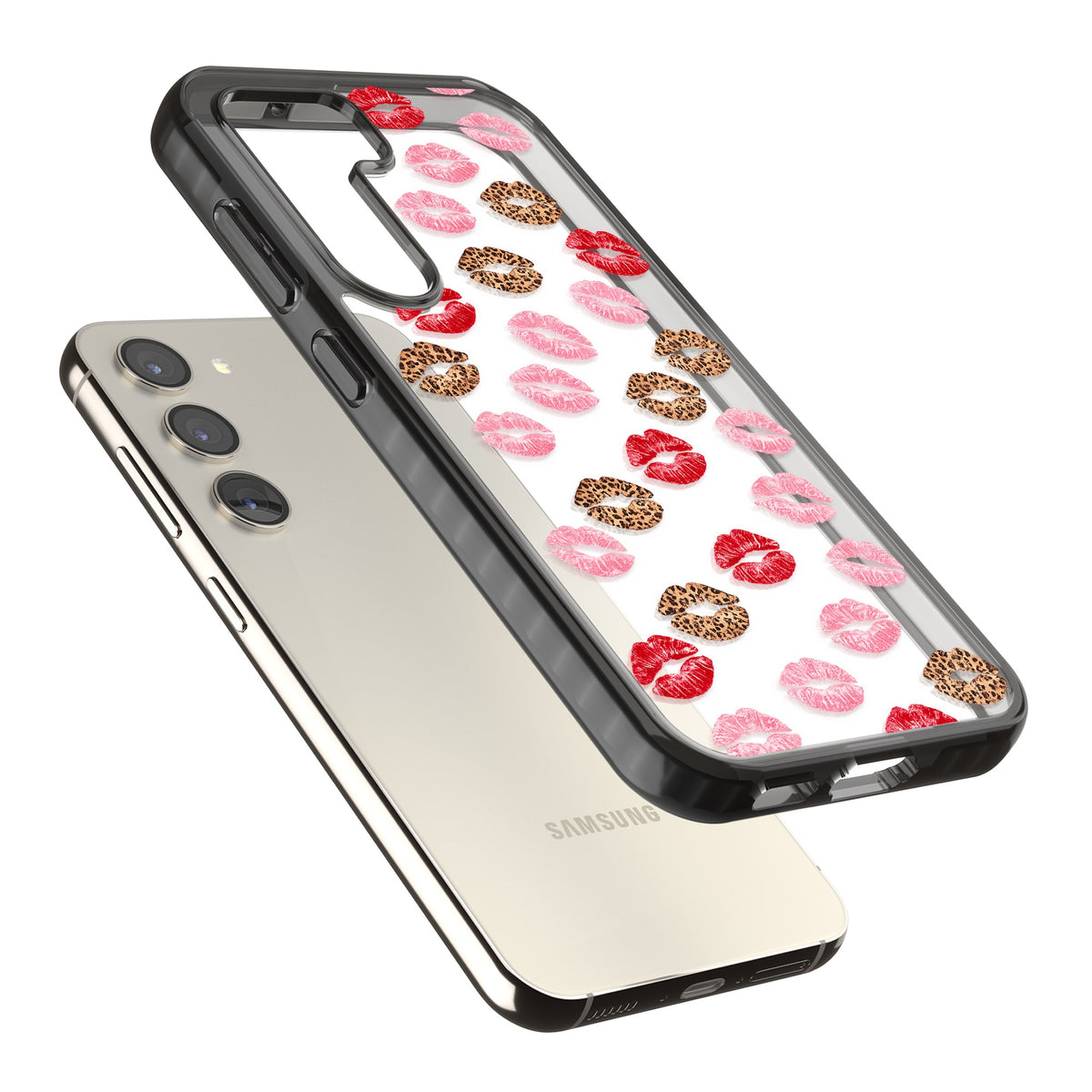 Wild Kisses Samsung S22 / Samsung S22 Plus / Samsung S23 / Samsung S23 Plus / Samsung S24 / Samsung S24 Plus Impact Black Phone Case angled