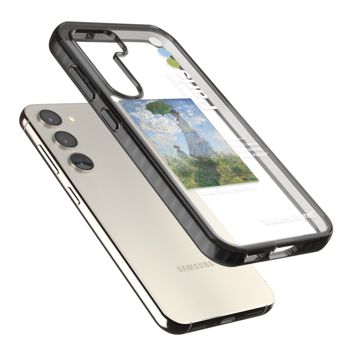 Madame Monet And Her Son Samsung S22 / Samsung S22 Plus / Samsung S23 / Samsung S23 Plus / Samsung S24 / Samsung S24 Plus Impact Black Phone Case angled