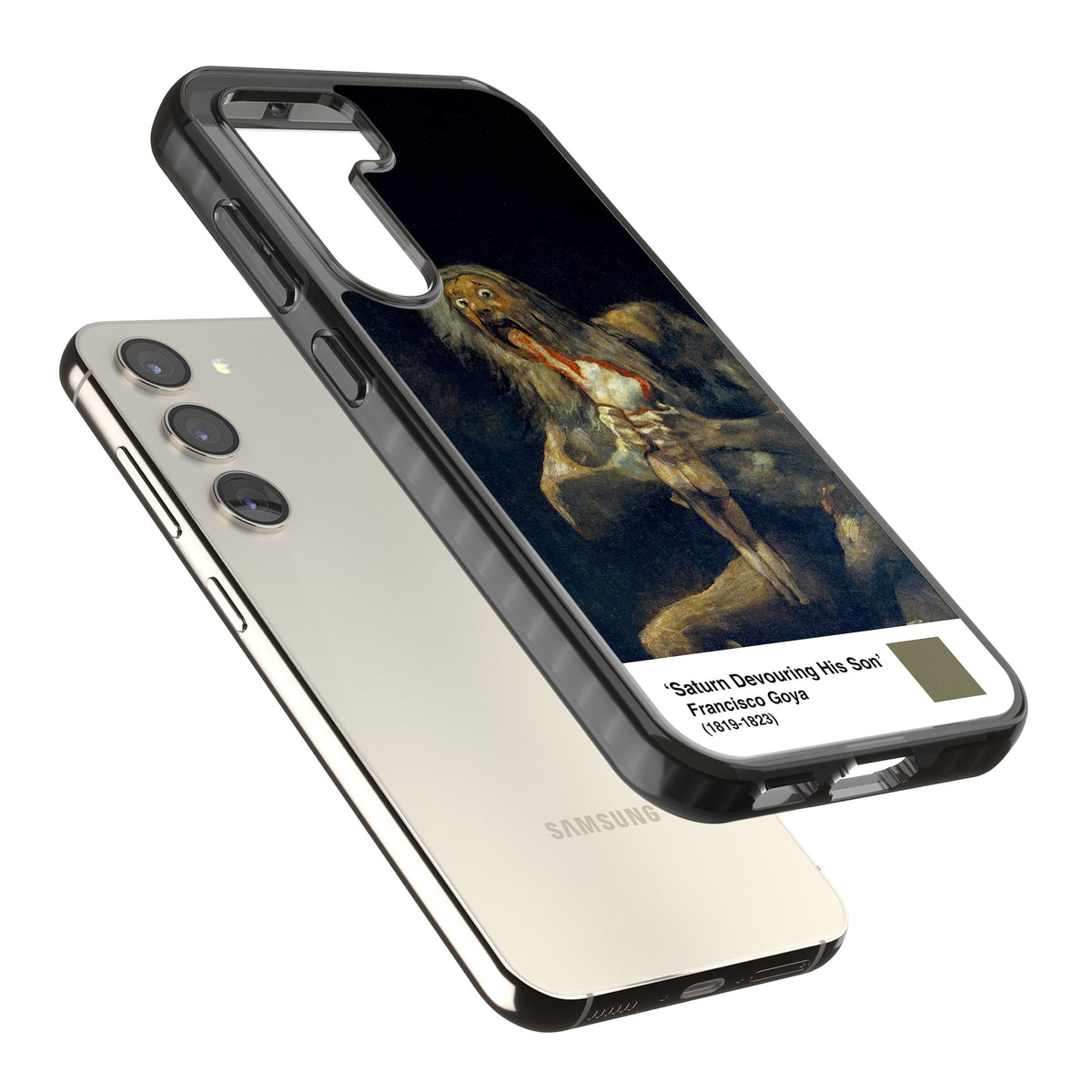 Saturn Devouring His Son Samsung S22 / Samsung S22 Plus / Samsung S23 / Samsung S23 Plus / Samsung S24 / Samsung S24 Plus Impact Black Phone Case angled