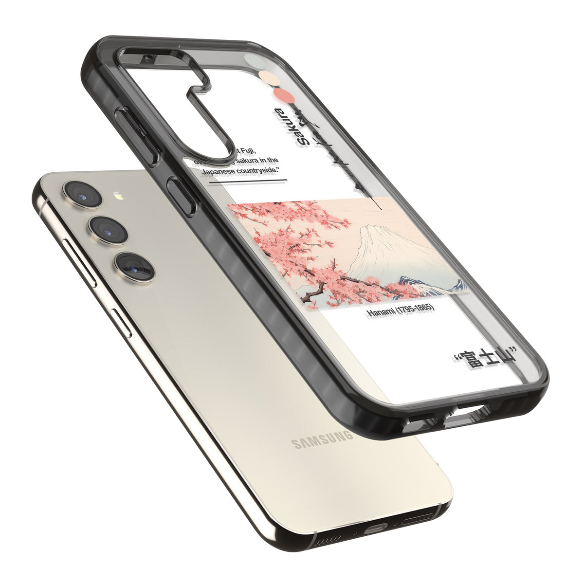 Hanami Samsung S22 / Samsung S22 Plus / Samsung S23 / Samsung S23 Plus / Samsung S24 / Samsung S24 Plus Impact Black Phone Case angled