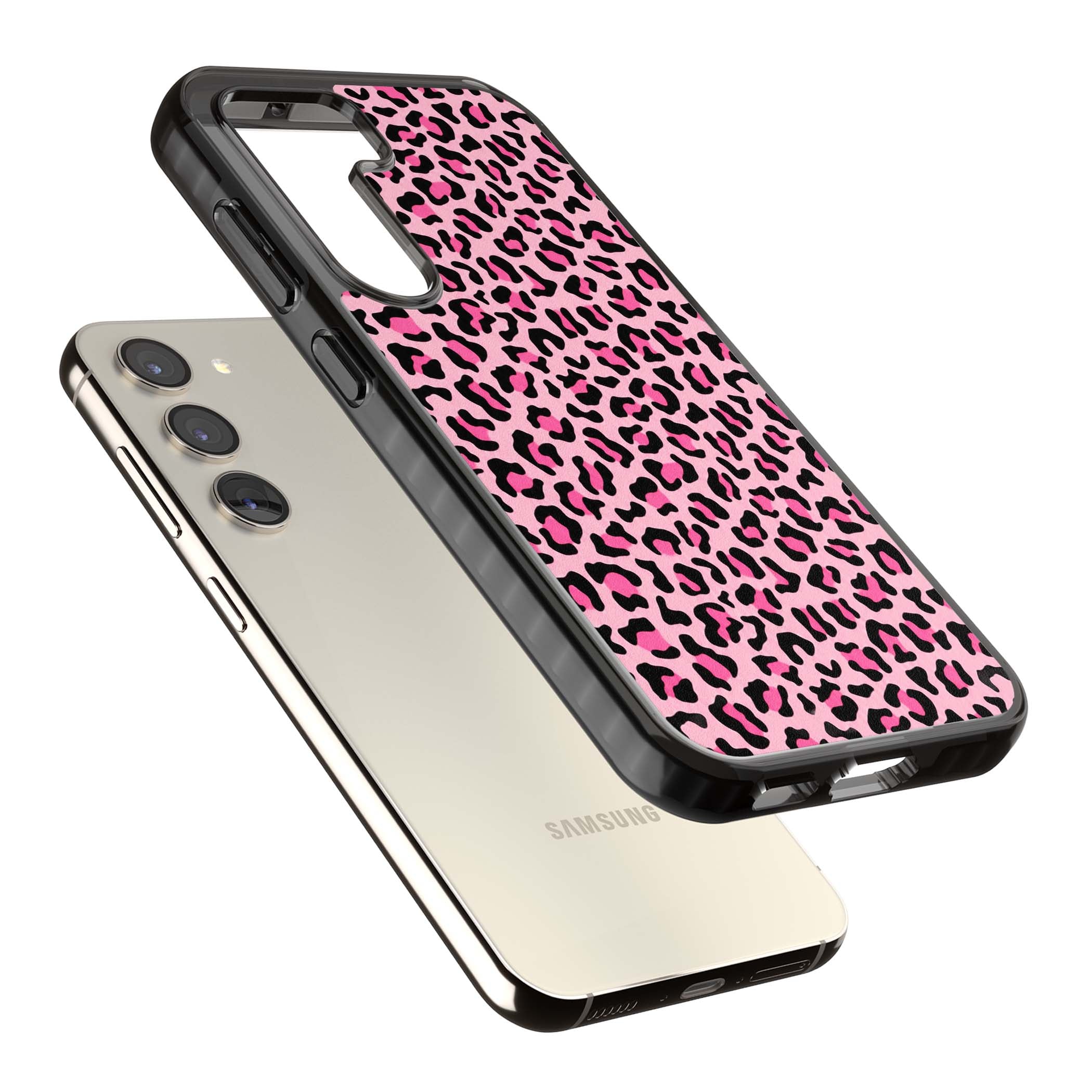 Pink Leopard baddie iPhone case | Black Impact case for Samsung Galaxy S24, Samsung Galaxy S23, Samsung Galaxy S22