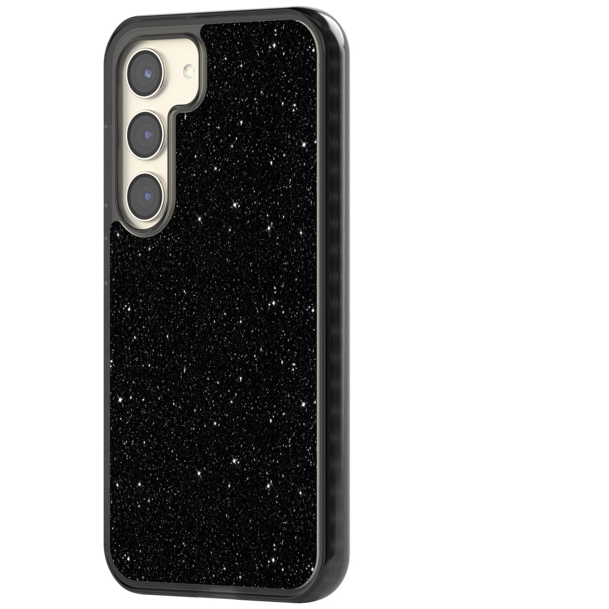 Black Glitter Samsung S22 / Samsung S22 Plus / Samsung S23 / Samsung S23 Plus / Samsung S24 / Samsung S24 Plus Impact Black Phone Case side