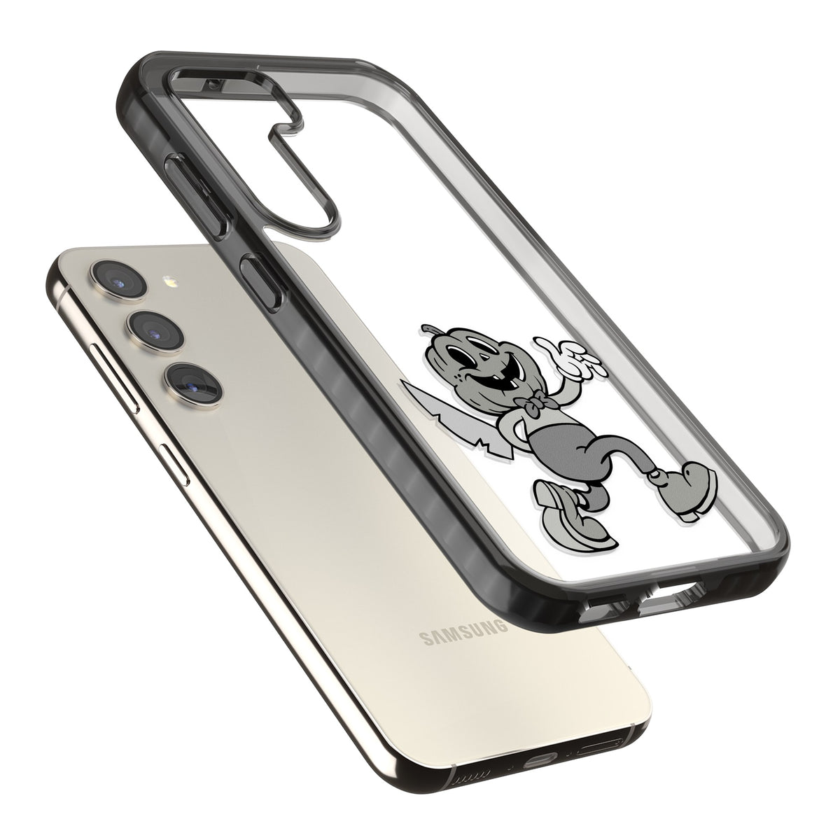 Jack O' Slasher Samsung S22 / Samsung S22 Plus / Samsung S23 / Samsung S23 Plus / Samsung S24 / Samsung S24 Plus Impact Black Phone Case angled