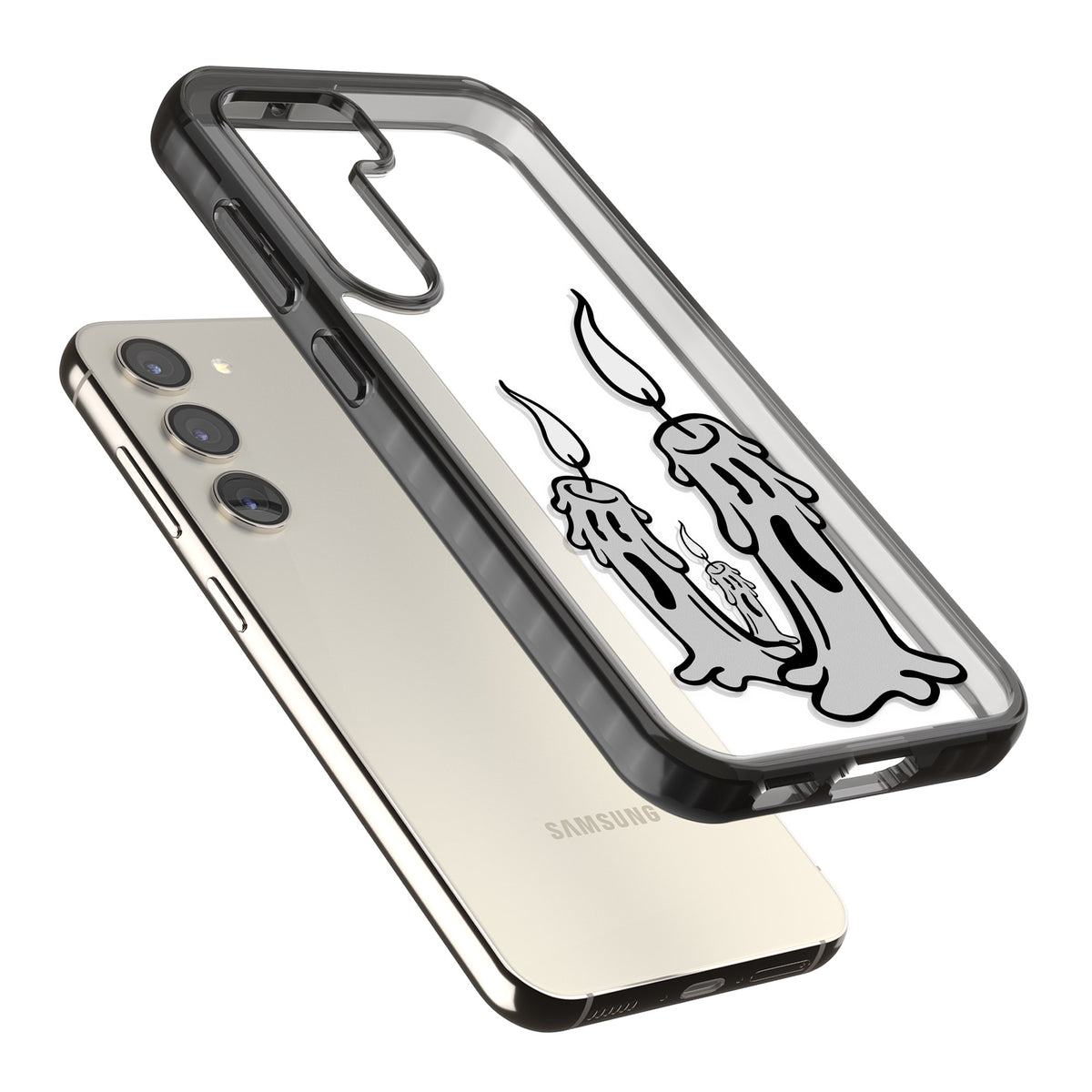 Candle Lit Samsung S22 / Samsung S22 Plus / Samsung S23 / Samsung S23 Plus / Samsung S24 / Samsung S24 Plus Impact Black Phone Case angled