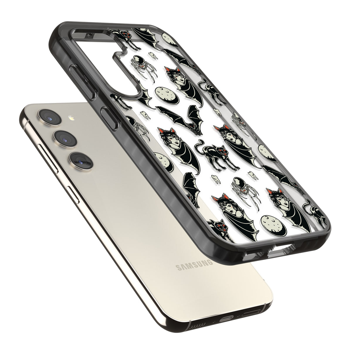 Vampy Goth Samsung S22 / Samsung S22 Plus / Samsung S23 / Samsung S23 Plus / Samsung S24 / Samsung S24 Plus Impact Black Phone Case angled
