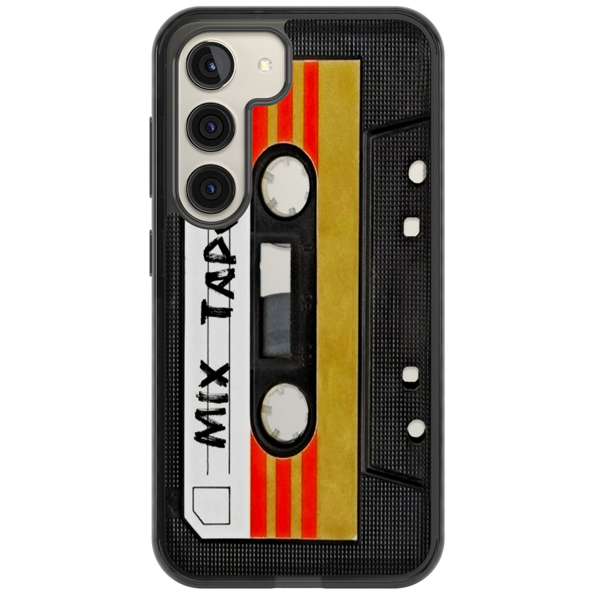 Retro Mix Tape Samsung S22 / Samsung S22 Plus / Samsung S23 / Samsung S23 Plus / Samsung S24 / Samsung S24 Plus Impact Black Phone Case front