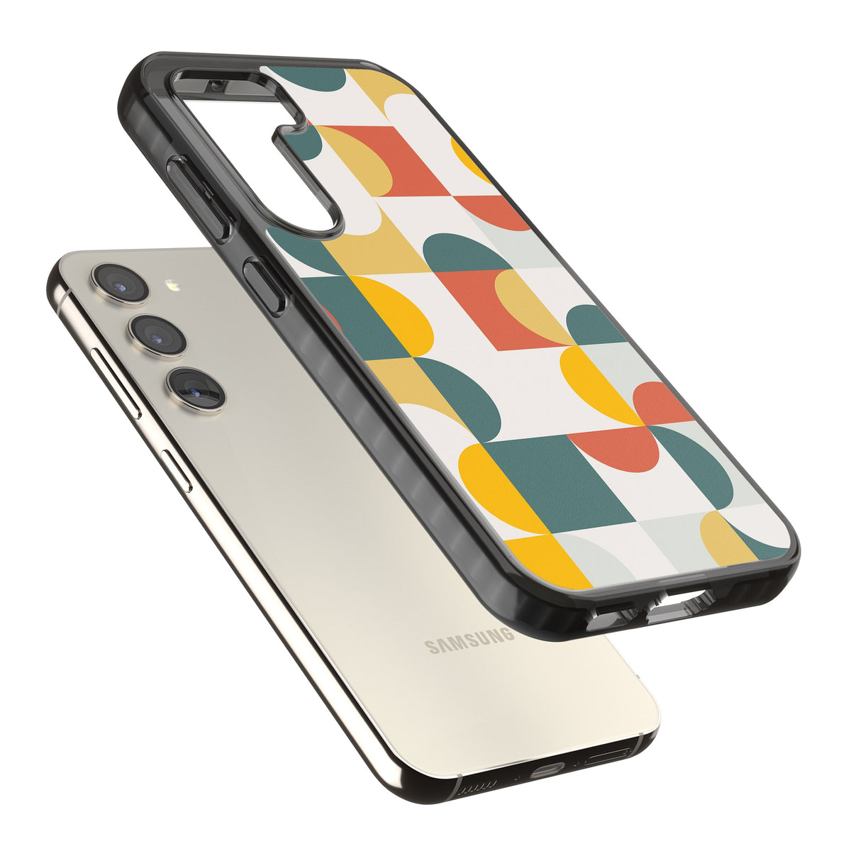 Retro Color Blocks Samsung S22 / Samsung S22 Plus / Samsung S23 / Samsung S23 Plus / Samsung S24 / Samsung S24 Plus Impact Black Phone Case angled