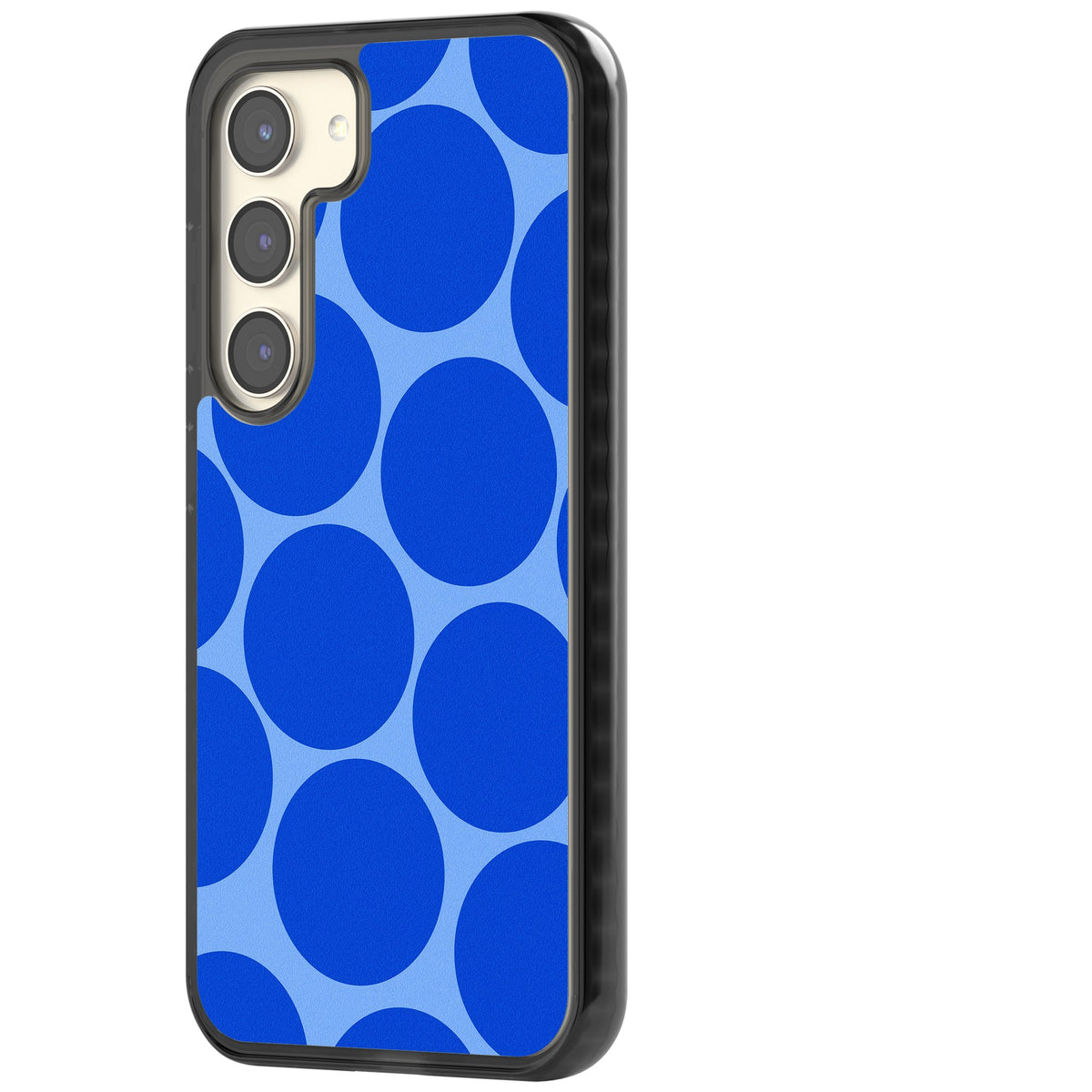 Retro Blue Circles Samsung S22 / Samsung S22 Plus / Samsung S23 / Samsung S23 Plus / Samsung S24 / Samsung S24 Plus Impact Black Phone Case side