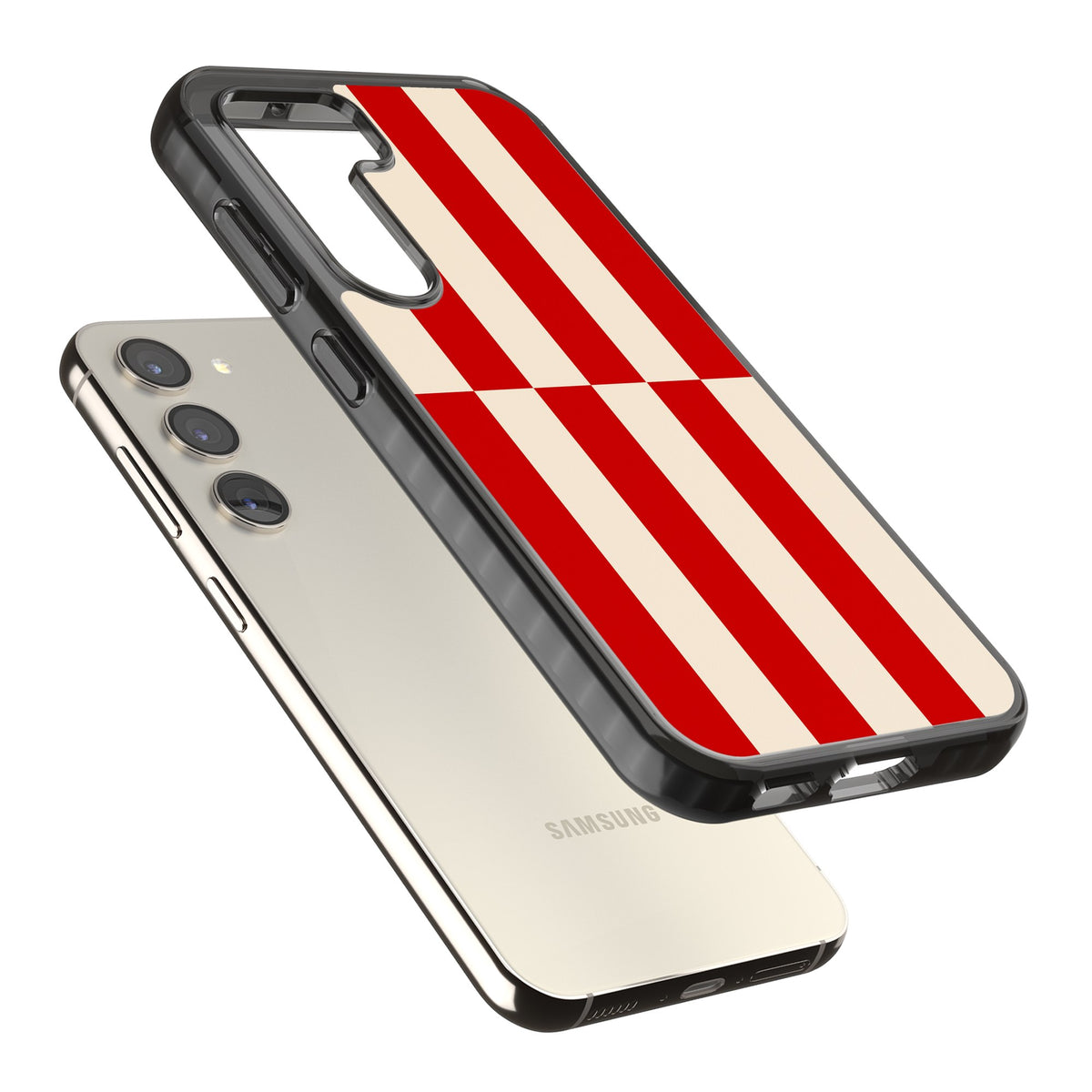 Rouge Stripes Samsung S22 / Samsung S22 Plus / Samsung S23 / Samsung S23 Plus / Samsung S24 / Samsung S24 Plus Impact Black Phone Case angled