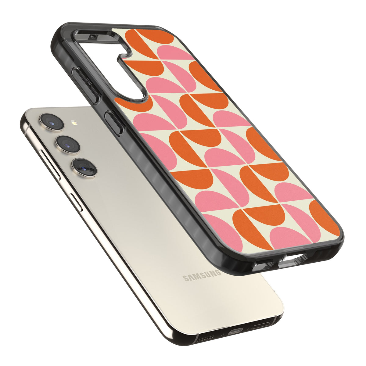 Boho Bauhaus Samsung S22 / Samsung S22 Plus / Samsung S23 / Samsung S23 Plus / Samsung S24 / Samsung S24 Plus Impact Black Phone Case angled