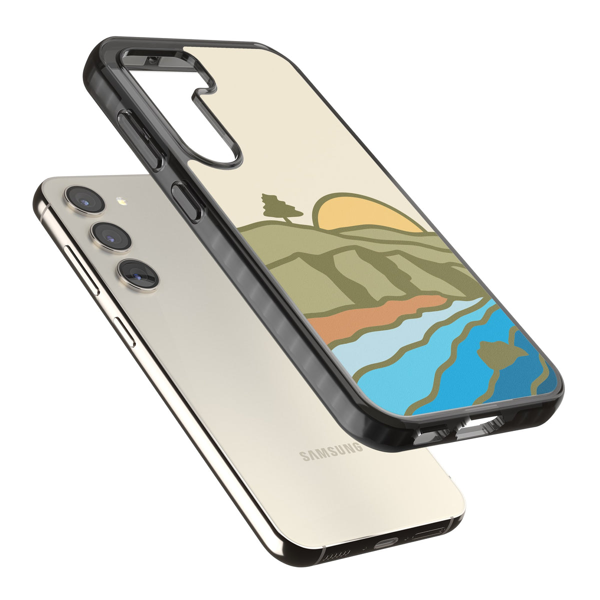 Northern Sunset Samsung S22 / Samsung S22 Plus / Samsung S23 / Samsung S23 Plus / Samsung S24 / Samsung S24 Plus Impact Black Phone Case angled