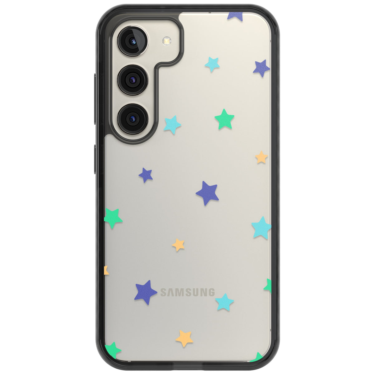 Pastel Star Pattern Samsung S22 / Samsung S22 Plus / Samsung S23 / Samsung S23 Plus / Samsung S24 / Samsung S24 Plus Impact Black Phone Case front