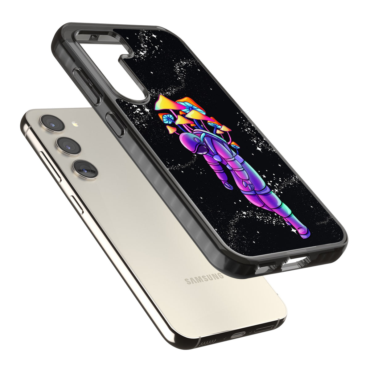 Space Mutation Samsung S22 / Samsung S22 Plus / Samsung S23 / Samsung S23 Plus / Samsung S24 / Samsung S24 Plus Impact Black Phone Case angled